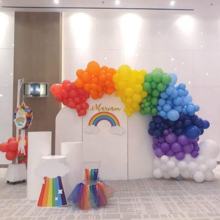 Outdoor Party Rainbow Balloon Arch